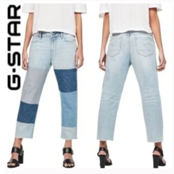 G-Star Blue Patchwork Jeans Boyfriend Size 30 - Picture 1 of 13